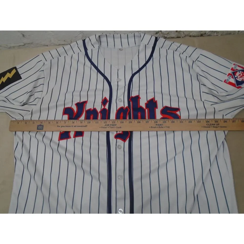 #9 Knights Movie Custom Stitched Baseball Jersey Men's XXXL White Striped - Picture 7 of 12